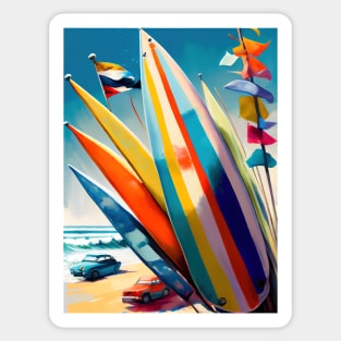 French Atlantic Surfer Beach with cars riding on it Sticker